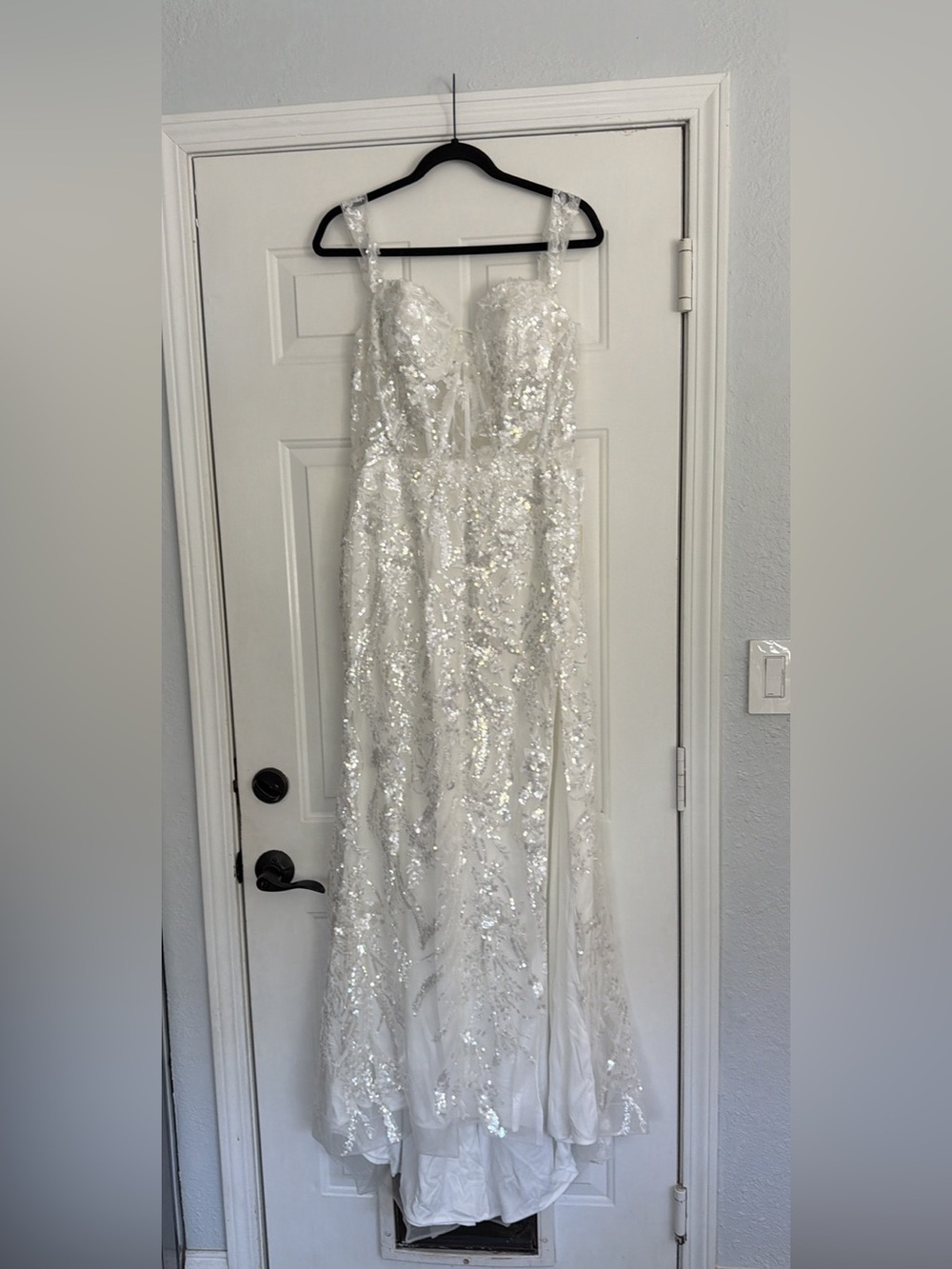 White Sequin Evening Dress